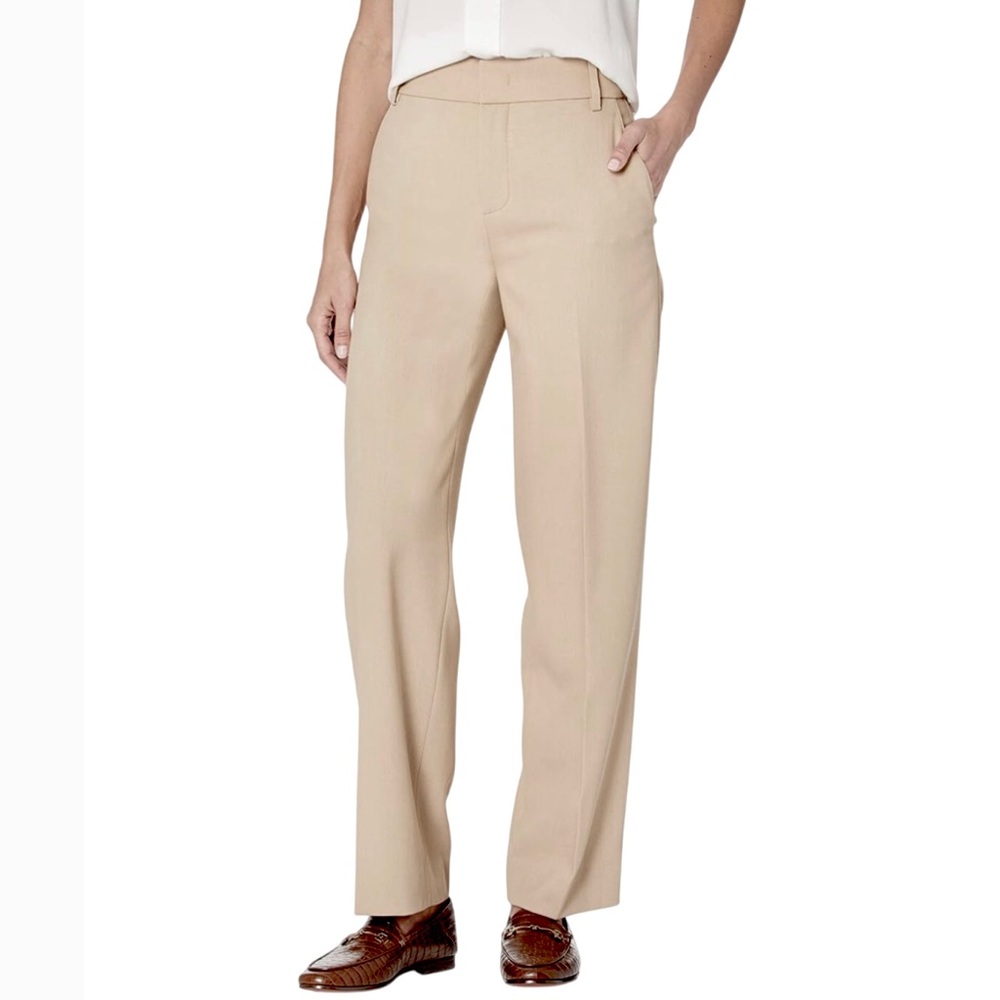 Vince Wool Blend Straight Leg Trouser Flat Front Tan Twill Pants Size 22